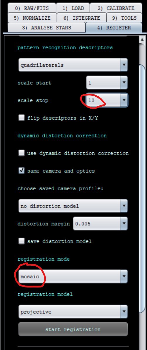 Registration settings