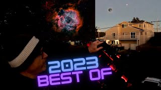 Hold on to your hats! We're going for a ride. 2023 was a breakout year for my astrophotography as I had my first access to dark sites, refined my Milky Way technique, got closer to the moon and started working with planets, processed my first comet, made my first solar filter to take solar shots, and a lot of new and improved targets with the addition of narrowband filters.